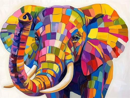 Diamond Painting Erwachsene Elefant Diamant Painting Bilder Tier 5D DIY Full Drill Crystal Stickerei Malen Nach Zahlen Kinder Mosaikherstellung mit Zubehör,Home Wand Décor Geschenk 90x120cm L-42 von Yeogcohe