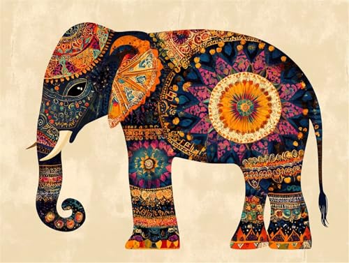 Diamond Painting Erwachsene Elefant Diamond Painting Tier 5D DIY Full Drill Crystal Stickerei Mosaikherstellung Bastelset, Malen Nach Zahlen Kinder Anfänger Home Wand Décor Geschenk 50x60cm L-45 von Yeogcohe