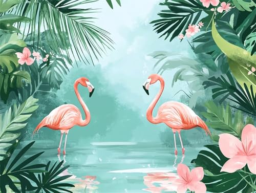 Diamond Painting Erwachsene Flamingo Diamant Painting Bilder Blätter 5D DIY Full Drill Crystal Stickerei Malen Nach Zahlen Kinder Mosaikherstellung mit Zubehör,Home Wand Décor Geschenk 80x100cm L-286 von Yeogcohe