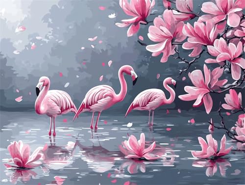 Diamond Painting Erwachsene Flamingo Diamond Painting Orchidee 5D DIY Full Drill Crystal Stickerei Mosaikherstellung Bastelset, Malen Nach Zahlen Kinder Home Wand Décor Geschenk 90x120cm L-284 von Yeogcohe