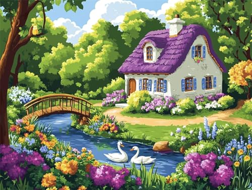 Diamond Painting Erwachsene Frühling Diamond Painting Garten 5D DIY Full Drill Crystal Stickerei Mosaikherstellung Bastelset, Malen Nach Zahlen Kinder Anfänger Home Wand Décor Geschenk 30x40cm L-36 von Yeogcohe