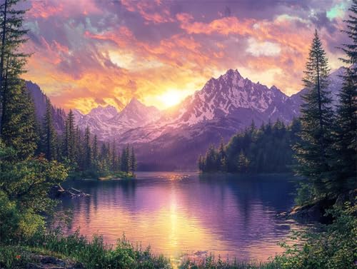 Diamond Painting Erwachsene Landschaft Diamant Painting Bilder Sonnenuntergang 5D DIY Full Drill Crystal Stickerei Malen Nach Zahlen Kinder Mosaikherstellung mit Zubehör,Home Décor Gifts 40x50cm L-123 von Yeogcohe