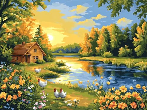 Diamond Painting Erwachsene Landschaft Diamant Painting Bilder Sonnenuntergang 5D DIY Full Drill Crystal Stickerei Malen Nach Zahlen Kinder Mosaikherstellung mit Zubehör,Home Décor Gifts 70x90cm L-122 von Yeogcohe