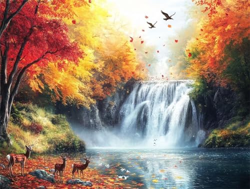 Diamond Painting Erwachsene Landschaft Diamond Painting Herbst 5D DIY Full Drill Crystal Stickerei Mosaikherstellung Bastelset, Malen Nach Zahlen Kinder Anfänger Home Wand Décor Geschenk 40x50cm L-128 von Yeogcohe