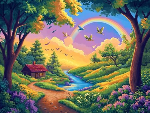 Diamond Painting Erwachsene Landschaft Diamond Painting Karikatur 5D DIY Full Drill Crystal Stickerei Mosaikherstellung Bastelset,Malen Nach Zahlen Kinder Home Wand Décor Geschenk 20x30cm L-115 von Yeogcohe