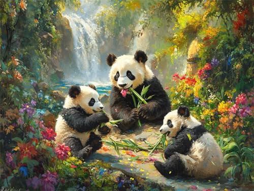 Diamond Painting Erwachsene Landschaft Diamond Painting Panda 5D DIY Full Drill Crystal Stickerei Mosaikherstellung Bastelset, Malen Nach Zahlen Kinder Anfänger Home Wand Décor Geschenk 20x30cm L-136 von Yeogcohe