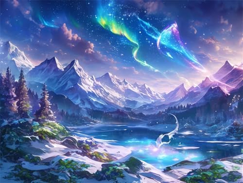 Diamond Painting Erwachsene Landschaft Diamond Painting Polarlicht 5D DIY Full Drill Crystal Stickerei Mosaikherstellung Bastelset,Malen Nach Zahlen Kinder Home Wand Décor Geschenk 30x40cm L-114 von Yeogcohe