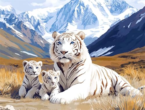 Diamond Painting Erwachsene Landschaft Diamond Painting Tiger 5D DIY Full Drill Crystal Stickerei Mosaikherstellung Bastelset, Malen Nach Zahlen Kinder Anfänger Home Wand Décor Geschenk 30x50cm L-118 von Yeogcohe