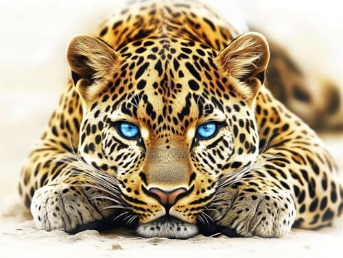 Diamond Painting Erwachsene Leopard Diamond Painting Tier 5D DIY Full Drill Crystal Stickerei Mosaikherstellung Bastelset, Malen Nach Zahlen Kinder Anfänger Home Wand Décor Geschenk 20x30cm L-7 von Yeogcohe