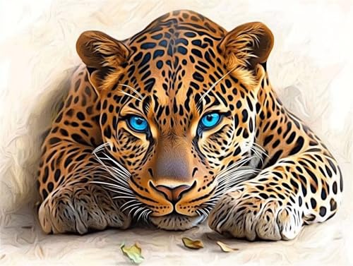 Diamond Painting Erwachsene Leopard Diamond Painting Tier 5D DIY Full Drill Crystal Stickerei Mosaikherstellung Bastelset, Malen Nach Zahlen Kinder Anfänger Home Wand Décor Geschenk 30x40cm L-6 von Yeogcohe