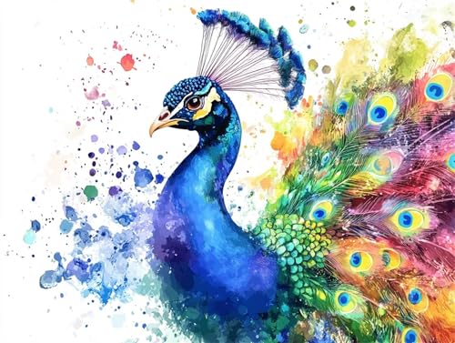 Diamond Painting Erwachsene Pfau Diamant Painting Bilder Tier 5D DIY Full Drill Crystal Stickerei Malen Nach Zahlen Kinder Mosaikherstellung mit Zubehör,für Home Wand Décor Geschenk 50x70cm L-306 von Yeogcohe