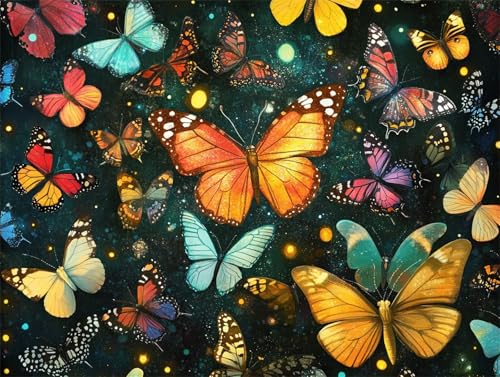 Diamond Painting Erwachsene Schmetterling Diamond Painting Tier 5D DIY Full Drill Crystal Stickerei Mosaikherstellung Bastelset, Malen Nach Zahlen Kinder Home Wand Décor Geschenk 50x70cm L-206 von Yeogcohe