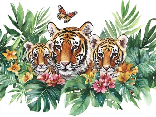 Diamond Painting Erwachsene Schmetterling Diamond Painting Tiger 5D DIY Full Drill Crystal Stickerei Mosaikherstellung Bastelset,Malen Nach Zahlen Kinder Home Wand Décor Geschenk 50x60cm L-213 von Yeogcohe