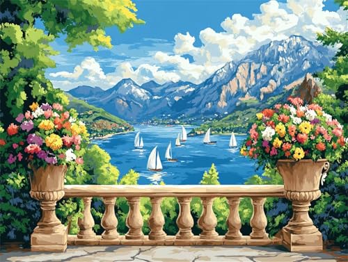 Diamond Painting Meer Diamond Painting Erwachsene Groß Landschaft 50x70cm DIY 5D Crystal Strass Stickerei Kreuzstich Kinder Diamant Malerei Leinwand Kit, Geschenke für Zuhause Wand Dekoration L-190 von Yeogcohe