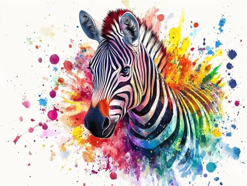 Diamond Painting Zebra Diamond Painting Erwachsene Groß XXL Tier 40x50cm DIY 5D Crystal Strass Stickerei Kreuzstich Kinder Diamant Malerei Leinwand Kit, Geschenke für Zuhause Wand Dekoration L-4 von Yeogcohe