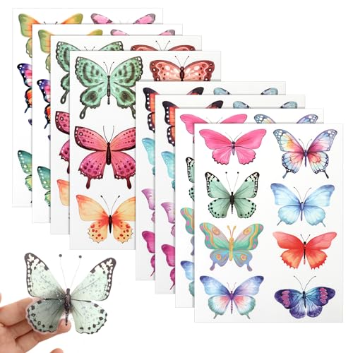 Yeomju 62PCS Schmetterling Deko, Aquarell Schmetterling Aufkleber,Schmetterlinge Abnehmbare Butterfly Wandsticker Schmetterling Aufkleber Dekorationen Für Handwerk Party von Yeomju