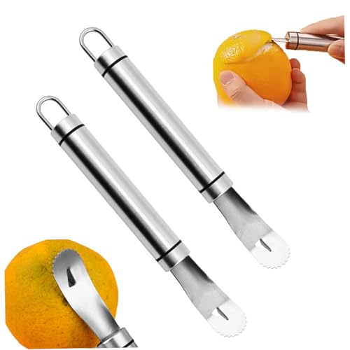 2 PCs Orange Peeler Edelstahl Orange Peeler-Werkzeug mit dreieckigem Blatt und Zickzack-Shovel Citrus Long Griff Citrus Tool Food Grade Zitrone für den täglichen Gebrauch, von Yeory