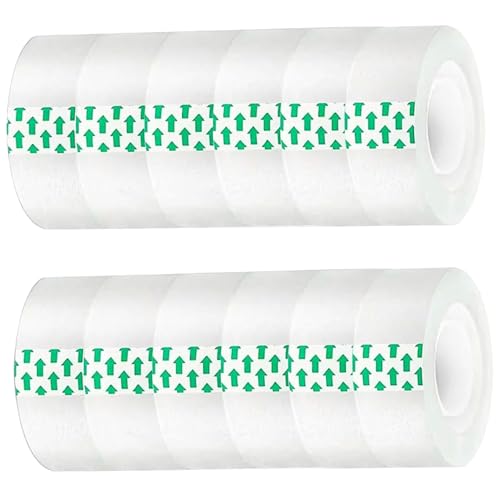 Yeory 12 pcs Clear Tape Nachfüllwalze, 82 Fuß langes Bopp -Klebeband mit 0,7 '' Breite, starke Haftung transparente Rollen zum Versiegelung und Beschriftungsschutz von Yeory