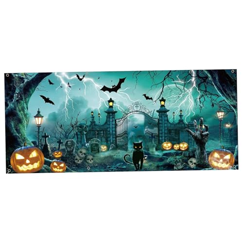 Yeory Garagentor Banner, 16x7 Fuß Halloween Kulisse, Halloween Garagentorabdeckung, Halloween Garagentor Banner, Halloween -Hintergrund von Yeory