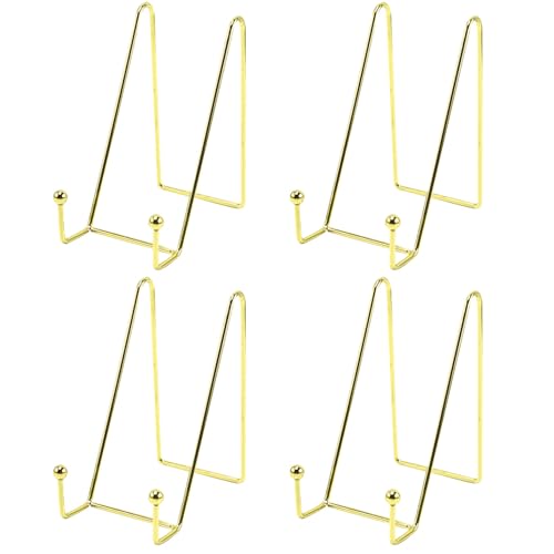 Yeory Plattenständer für Display, 4pcs 6 Zoll Gold Eisenplattenhalter, dekorativer Bilderrahmenstand für, Bild, Foto -Staffelei, Tabletop -Kunst, Halter von Yeory