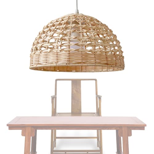 Yeory Rattan -Lampenschirm, gewebte Laternenlampenschirm, hängende Lampenschirm, Korbscheibe, handgefertigtes Boho -Hanglampenschirm, Deckenlampenschutzschatten von Yeory