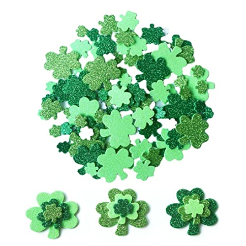 Yeory St. Patrick's Day Foam Aufkleber Shamrock Glitter Aufkleber für irische Party -Dekor 400pcs Shamrock Glitter Aufkleber von Yeory