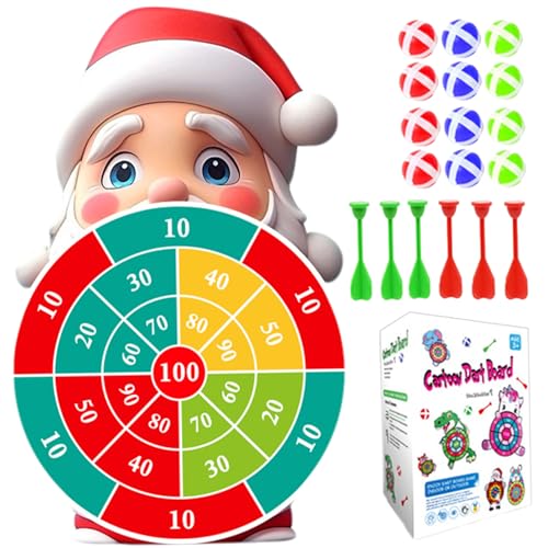 Yeory Weihnachtsspiele, 1 Set Funny Christmas Party Games mit 1 Santa Claus Dartboard, 16 Sticky Bälle, 6 Darts ＆ 2 Hooks, Weihnachtsspielzeugstil 1, Kinderpfeilbrett von Yeory