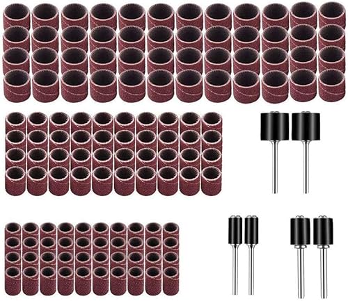 Yesallwas 126 Stück Schleifhülse Satz Einschließlich 120 Stück 240 grit teilig Schleifen Bands and 6 Stück Schleifwalze for Dremel Drehwerkzeug von Yesallwas