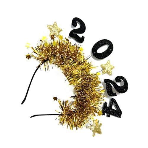 Lametta 2024 Happy New Year Stirnband Pailletten Weihnachten Kopfschmuck Kronen Haarreifen Neujahr Kopfschmuck Abschlussball Requisiten Foto Requisiten Haarschmuck von Yeselino