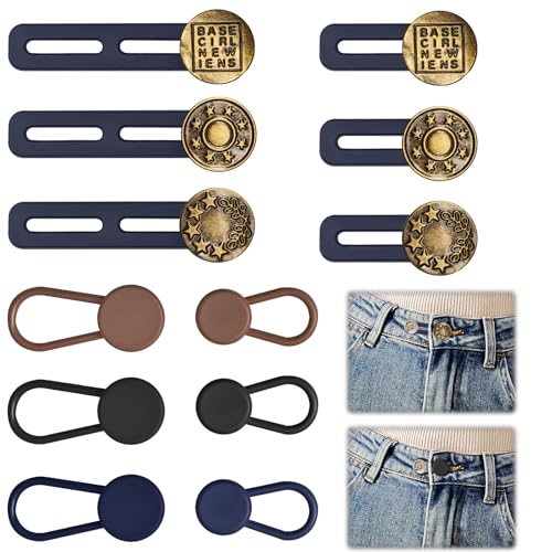 Yesimola 12 Stück Hosenbunderweiterung Knopf, Kragenmanschetten Verlängerung Extender Knopf Set,Adjustable Bund Expander Jeans Einziehbare Knöpfe, für Jeans Jeansrock Umstandshose von Yesimola