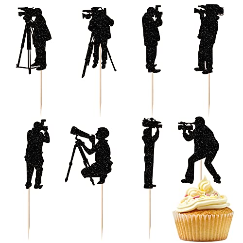 24-teiliges Set Fotograf Happy Birthday Tortenaufsatz Kamera Fotograf Cupcake Topper Geburtstag Party Kuchen Dekorationen von Yetxel