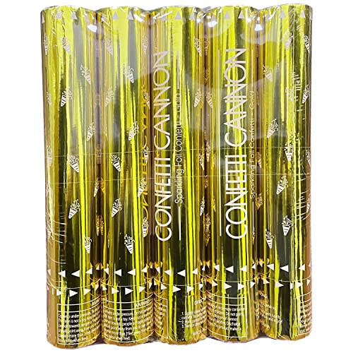 5 Packungen Konfettikanonen Gold, 30,5 cm Konfettikanonen Party Popper, Gold Konfetti Poppers für Abschlussfeier, Hochzeit, Geburtstagsfeiern und Silvesterfeier von Yeunmu