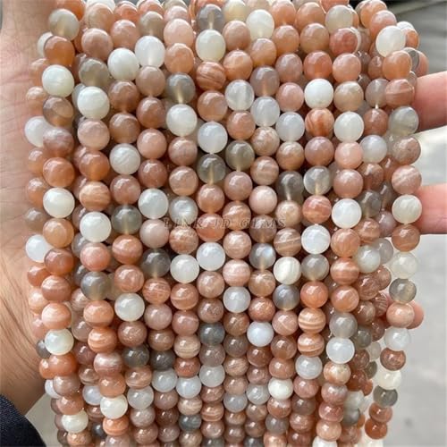 Natürliche Mondstein-Perlen, rund, lose Abstandshalter, Edelsteine, Charm-Perle für Schmuckherstellung, DIY, Armband, Halskette, Zubehör von Yeuyyben