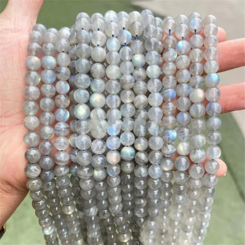 Natürliche Mondstein-Perlen, rund, lose Abstandshalter, Edelsteine, Charm-Perle für Schmuckherstellung, DIY, Armband, Halskette, Zubehör von Yeuyyben