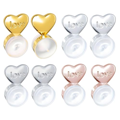 8PCS Ohrring Verschluss Silikon, Love Ohrringverschlüsse Hypoallergen Für Hängende Ohren Ohrring Ohrringverschlüsse Schwere Ohrstecker Verschluss Damen von Yewseas