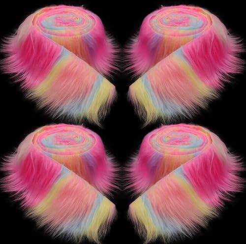 Furry Faux Precut Strips 2x60 Zoll Kunstleder Plüsch Weiß Pelz Fell Stoff Fluffy Craft Plüschstoff fur Beard Santa Hair Dwarf DIY Dekoration Kunstfell Basteln Weihnachts von YeyeCyrilze