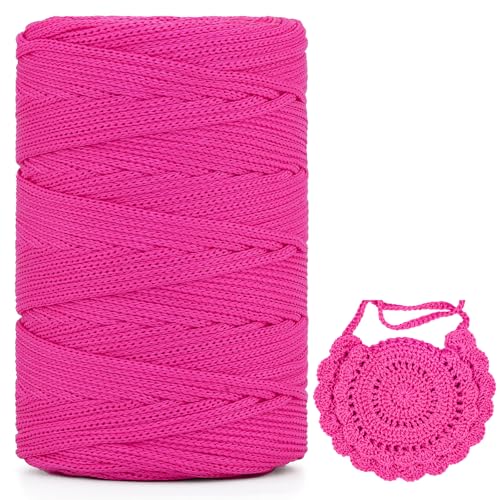 Polyester Garn 2mm X 225m，Makramee Garn 2mm，Makramee Band，Polypropylene Yarn，Geflochten Makramee Schnur Farbig，garn Zum Häkeln Für Stricken，Dekoration DIY Handwerk (Rosa, 1 Pcs) von YeyeCyrilze