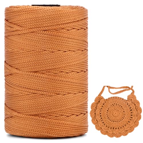 Polyester Garn 3mm X 225m，Makramee Garn 3mm，Makramee Band，Polypropylene Yarn，Geflochten Makramee Schnur Farbig，garn Zum Häkeln Für Stricken，Dekoration DIY Handwerk (Dunkles Khaki, 1 Pcs) von YeyeCyrilze