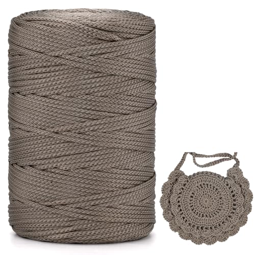 Polyester Garn 3mm X 225m，Makramee Garn 3mm，Makramee Band，Polypropylene Yarn，Geflochten Makramee Schnur Farbig，garn Zum Häkeln Für Stricken，Dekoration DIY Handwerk (Flachs, 1 Pcs) von YeyeCyrilze