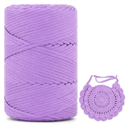 Polyester Makramee Garn 3mm X 225m，Makramee Band，Makramee Kordel 100% Polypropylene Yarn Makramee Schnur Kordel Garn Zum HäKeln FüR Makramee Blumenampel Deko KnüPfen Taschen Diy (Helles Lila, 1 Pcs) von YeyeCyrilze