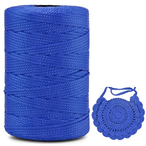 Polyester Makramee Garn 3mm X 225m，Makramee Band，Makramee Kordel 100% Polypropylene Yarn Makramee Schnur Kordel Garn Zum HäKeln FüR Makramee Blumenampel Deko KnüPfen Taschen DIY (Saphir, 1 Pcs) von YeyeCyrilze