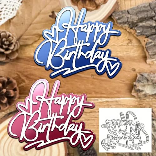 Metall-Stanzformen "Happy Birthday", Motiv: Frühlings-Sonnenblumen-Rahmen, Blätter, Stanzschablonen für Bastelarbeiten, Scrapbooking, Alben, dekorative Prägepapier-Stanzformen für Kartenherstellung von Yeyert