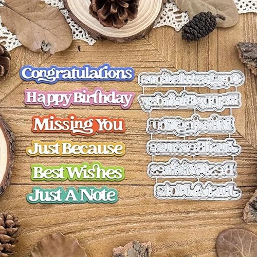 Metall-Stanzformen mit Aufschrift "Merry Christmas Birthday Best Wishes", "Congration Miss You", Stanzschablonen, DIY, Scrapbooking, dekoratives Prägepapier, Scrapbooking, Kartenherstellung von Yeyert