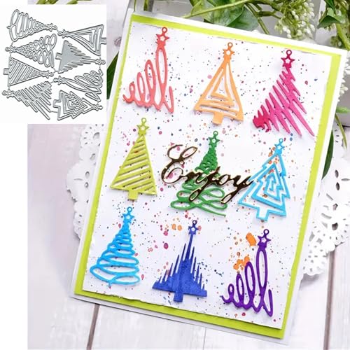 Metall-Stanzformen mit Aufschrift "Merry Christmas Tree" für Grußkarten, Sonnenblumen, Blätter, Schablonen, DIY, Scrapbooking, dekorative Prägung, Papier, Scrapbooking, Kartenherstellung von Yeyert