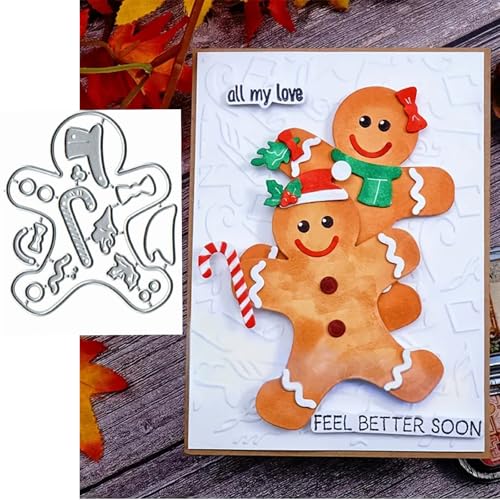 Metall-Stanzformen mit Motiv "Merry Christmas", Lebkuchenmotiv, Frühlings-Sonnenblumen-Rahmen, Blätter, Stanzschablonen für Bastelarbeiten, Scrapbooking, Alben, dekorative Prägepapier-Stanzformen für von Yeyert