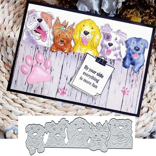 Metall-Stanzformen mit Weihnachtsreihe mit Hundeköpfen, Hund, Tier, Katze, Stanzschablonen für Bastelarbeiten, Scrapbooking, Alben, dekorative Prägepapier-Stanzformen für Kartenherstellung von Yeyert