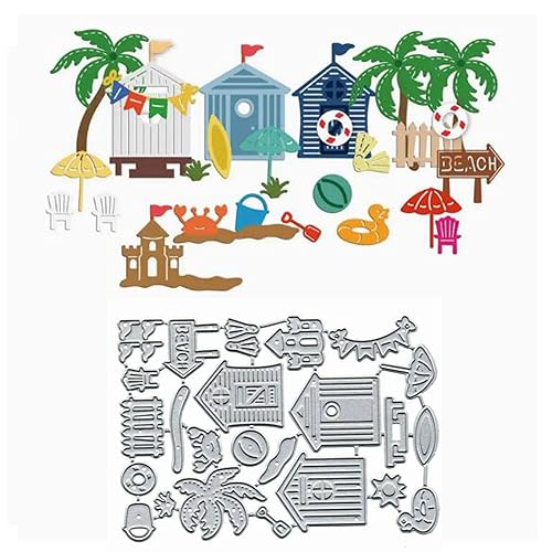 Metall-Stanzformen für Kartenherstellung, Motiv: Sommerstrand, Motiv: Hawaii, Kokosnussbaum, Stanzformen, Schablonen, DIY, Scrapbooking, Album, dekoratives Prägepapier, Kartenprägung, Handwerk von Yeyert