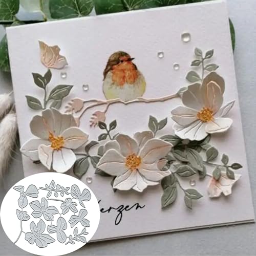 Metall-Stanzformen mit Blumen, Zweigen und Blättern, Frühlingsvogel, Blumenrahmen, Stanzschablonen für Bastelarbeiten, Einladungskarten, Scrapbooking, Alben, dekorative Prägepapier-Stanzformen, von Yeyert