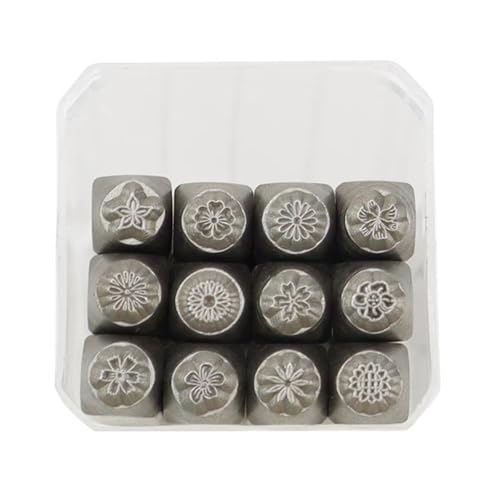 Yfenglhiry Metall-Stempelwerkzeug, Blumen-Thema, Metallstempel, 3 mm, 6 mm, Metallstanzwerkzeug, galvanisiertes Hartstahl, Werkzeuge, zum Stempeln von Metall, Leder, Holz, 12 Stück von Yfenglhiry