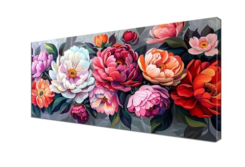 Blume Malen nach Zahlen Anlage Malen Nach Zahlen Erwachsene Groß 100x200 cm Leinwand DIY Anfänger Handgemalt Ölgemälde Bastelset Erwachsene Mit Pinseln und Acrylfarbe, Room Decor (Ohne Rahmen) Y6-430 von Yhfunfo